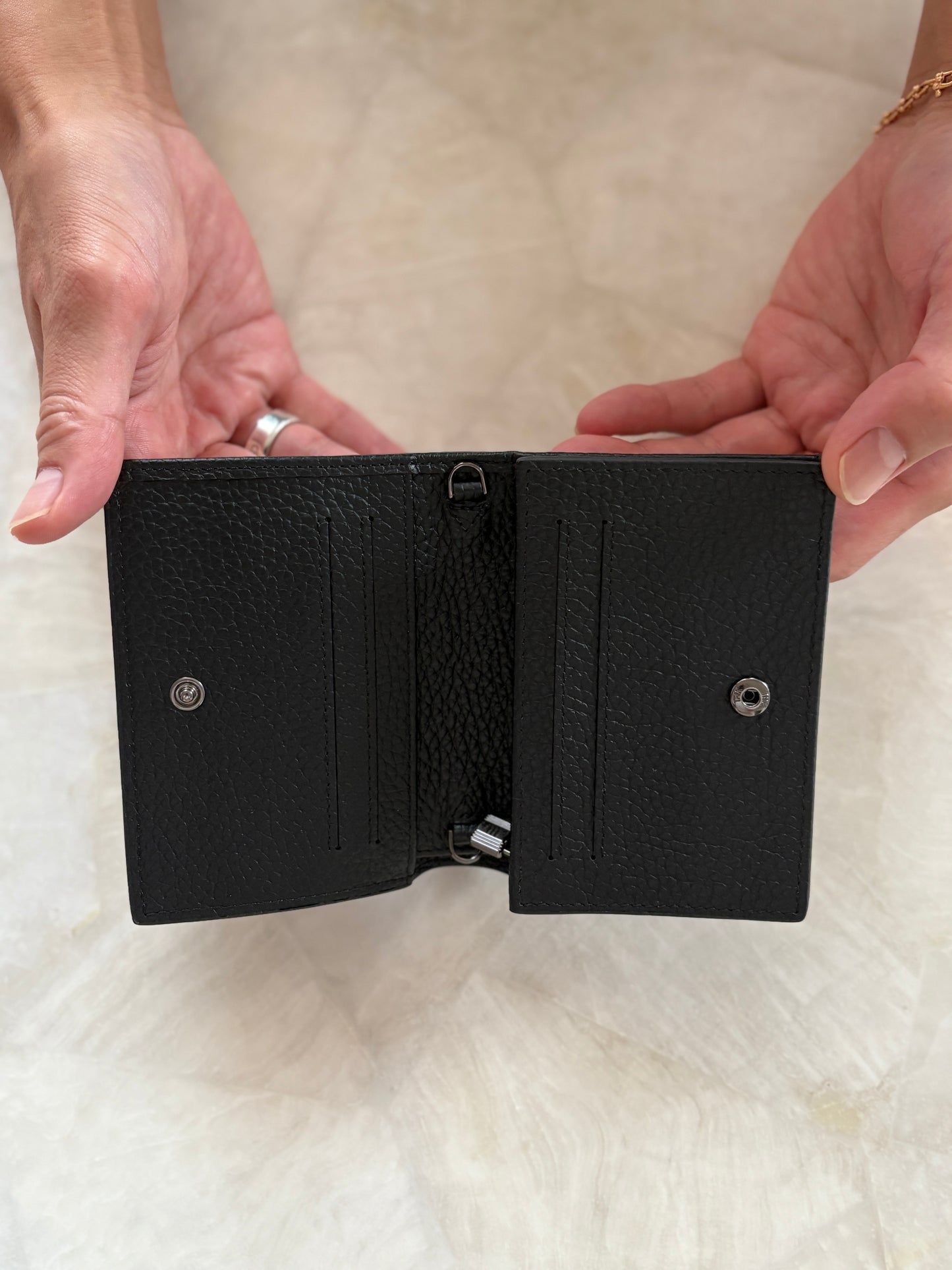 // Leather mini wallet チェーン付