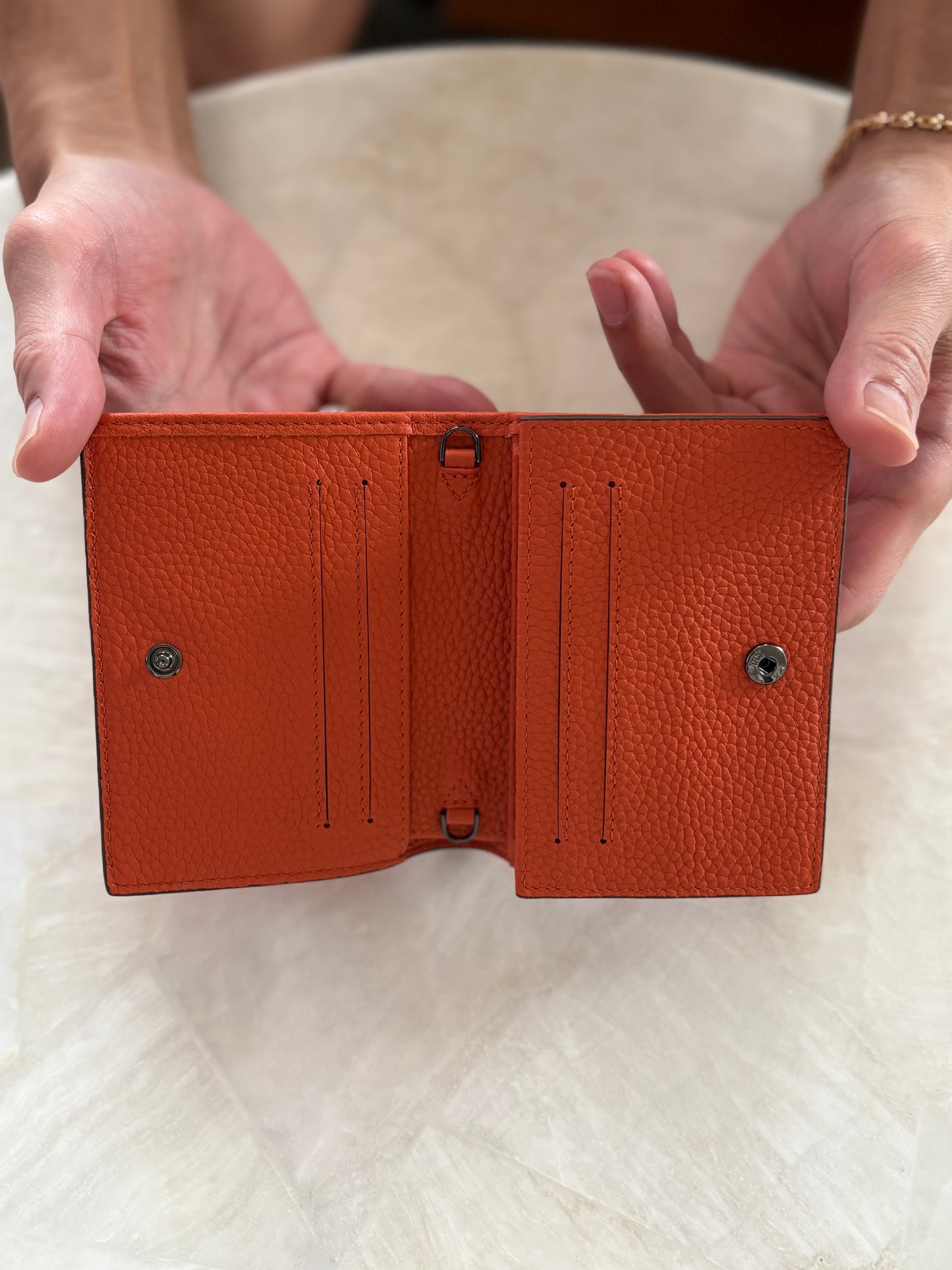 // Leather mini wallet チェーン付